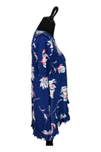 Load image into Gallery viewer, Ruffle Hem Blue Floral Tunic