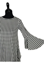 Load image into Gallery viewer, B&amp;W Houndstooth Bell Sleeve Tunic