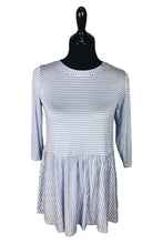 Load image into Gallery viewer, Light Blue &amp; White Stripe Peplum Top