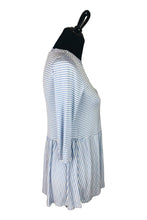Load image into Gallery viewer, Light Blue &amp; White Stripe Peplum Top