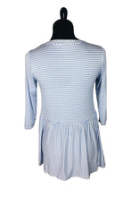 Load image into Gallery viewer, Light Blue &amp; White Stripe Peplum Top