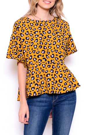 Mustard Leopard Print Top