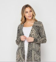 Load image into Gallery viewer, Animal Print &amp; Stripe Open Front Long Cardigan